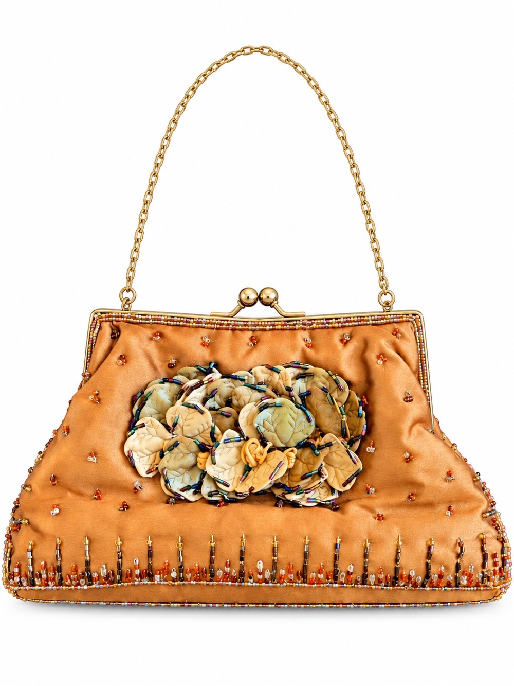 Vintage 2005 Luvshoes Canada Beaded Floral Kiss-Lock Evening Bag w/ Cards